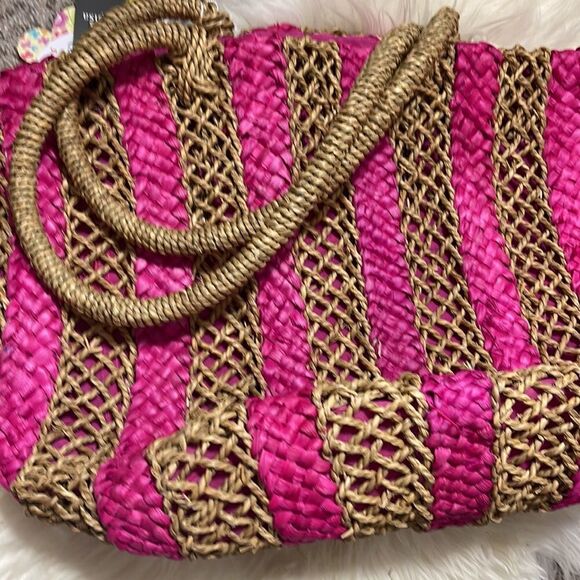 Carpisa Beach Tote straw rattan Striped large Bag New Vacation Resort Pool - Picture 8 of 10